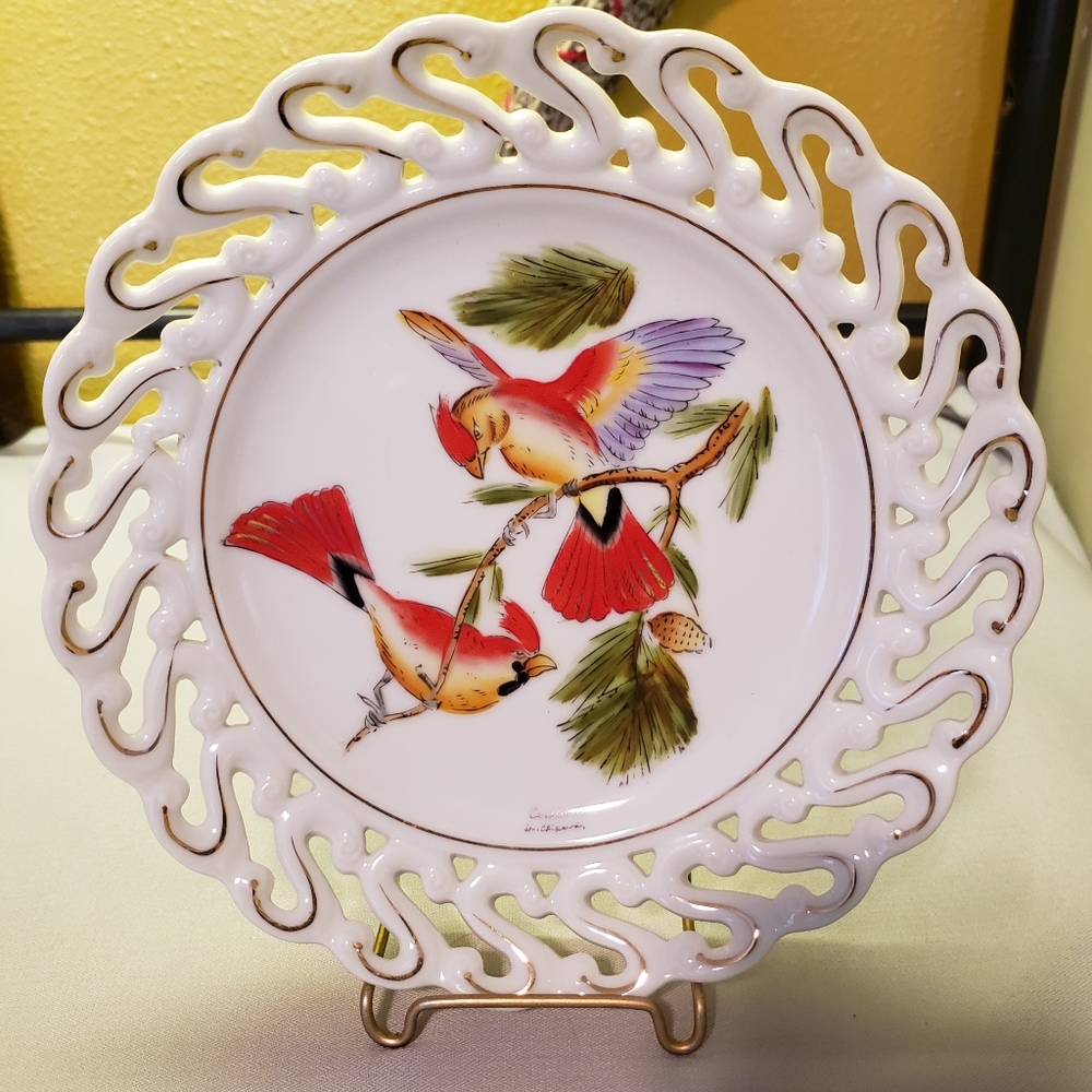 Orig Napco Handpainted China #S898 Cardinals Plate